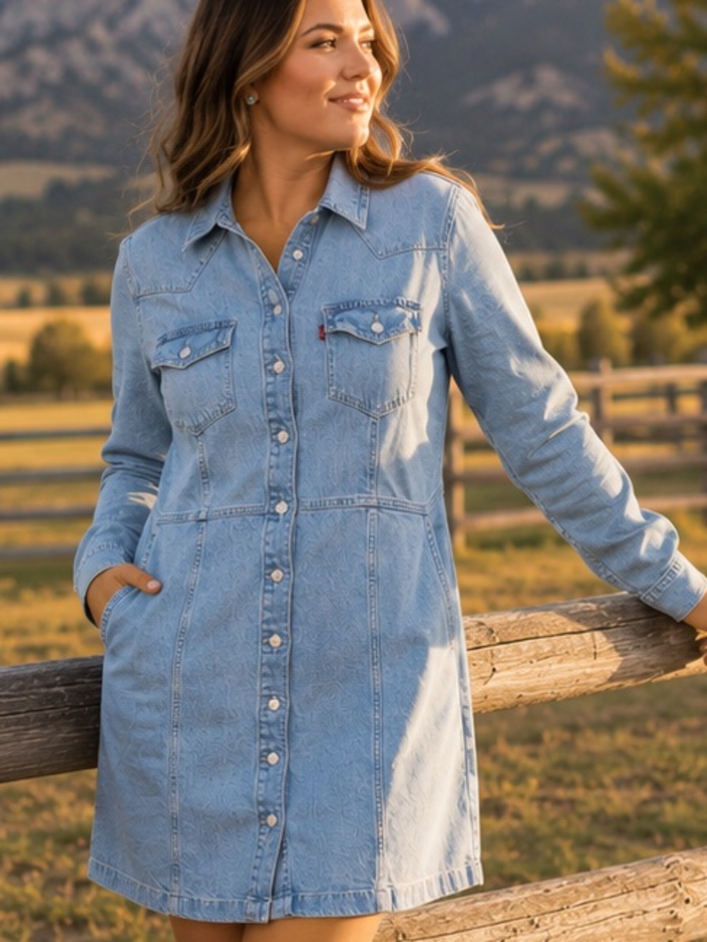 Levi’s Denim Shirt Dress XL NWT Light Wash Button Front Long Sleeve Dress